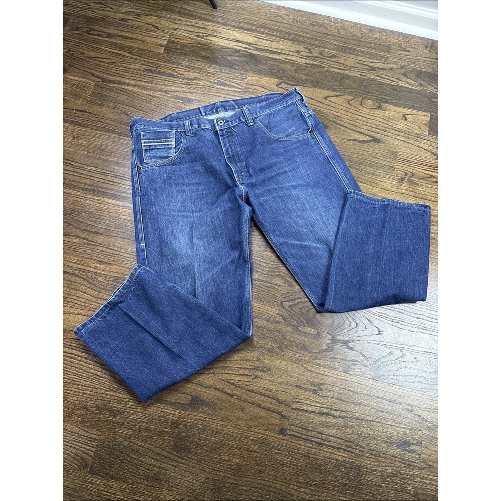 Levi's 569 Loose Straight Dark‎ Blue Denim Jeans Snap Flap Pockets Measure 40x29